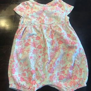 Burt’s Baby Bees-Green Floral Print Onesies